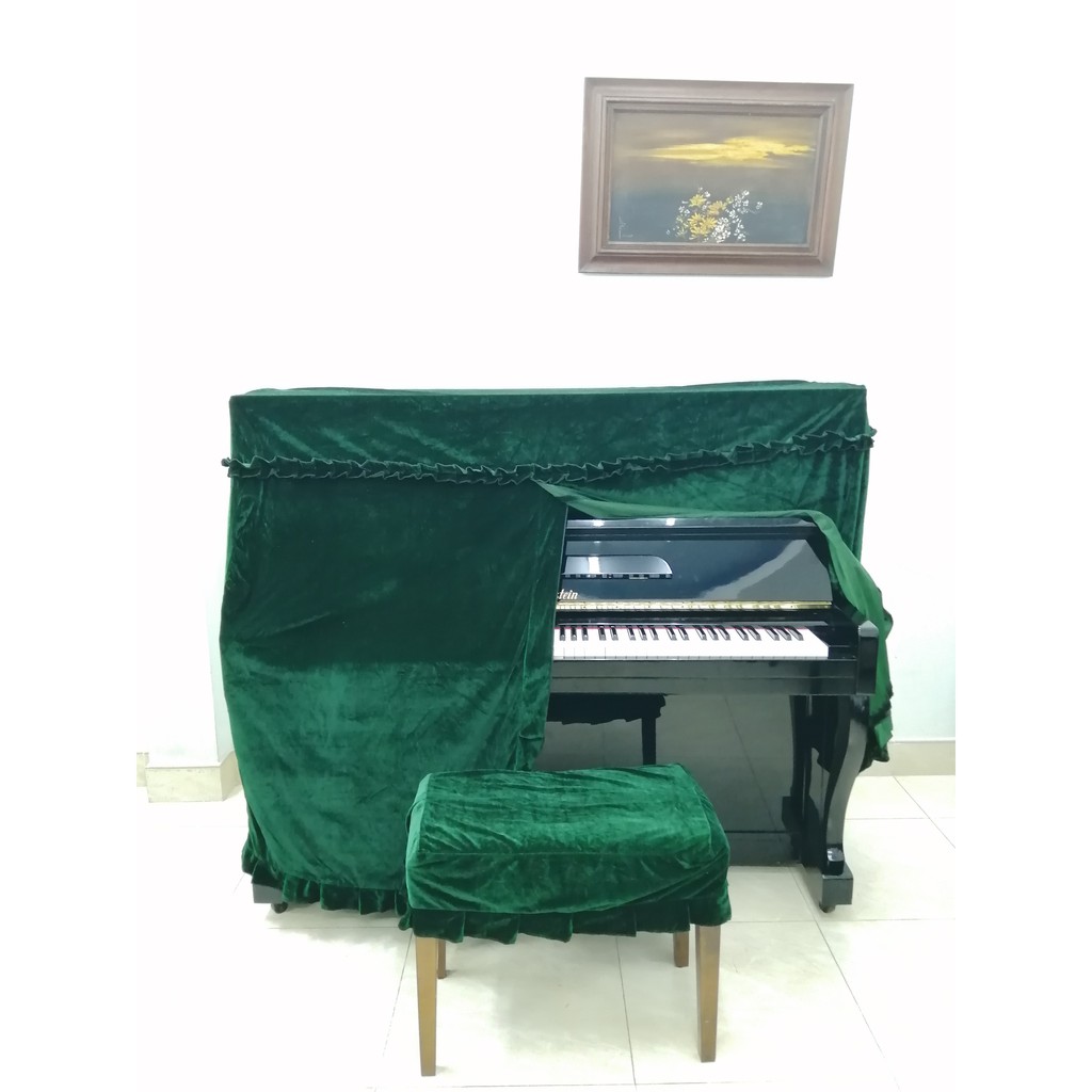 Khăn phủ đàn Piano xanh rêu sang trọng phủ nguyên cây đàn