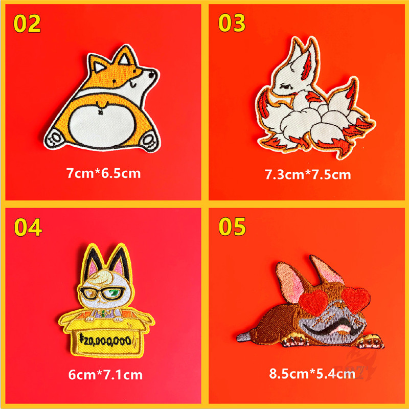☸ Funny Animals Series 01 - Yellow Duck / Corgi / Nine-tailed Fox / Pug Dog / Cat Iron-on Patch ☸ 1Pc Pets DIY Sew on Iron on Badges Patches