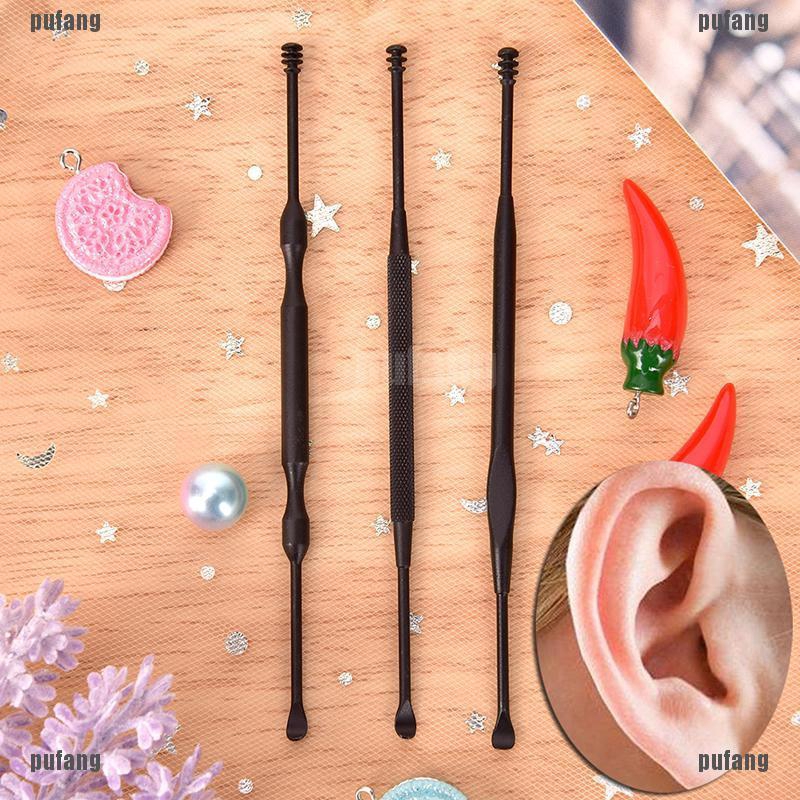 Pufang MY Set 3 Dụng Cụ Lấy Ráy Tai Hai Đầu Bằng Thép Không Gỉ