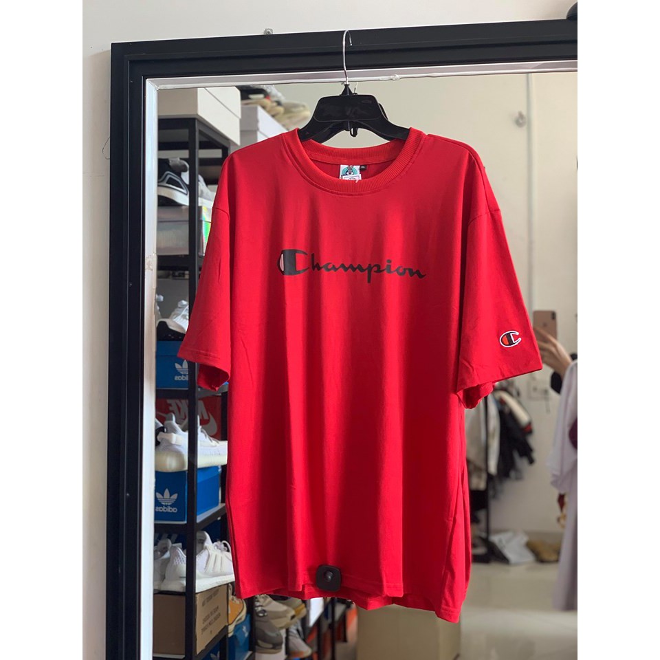 Áo thun tay lỡ nam nữa champion , tee basic logo thêu tay đủ màu , áo phông unisex oversize form rộng - gin store