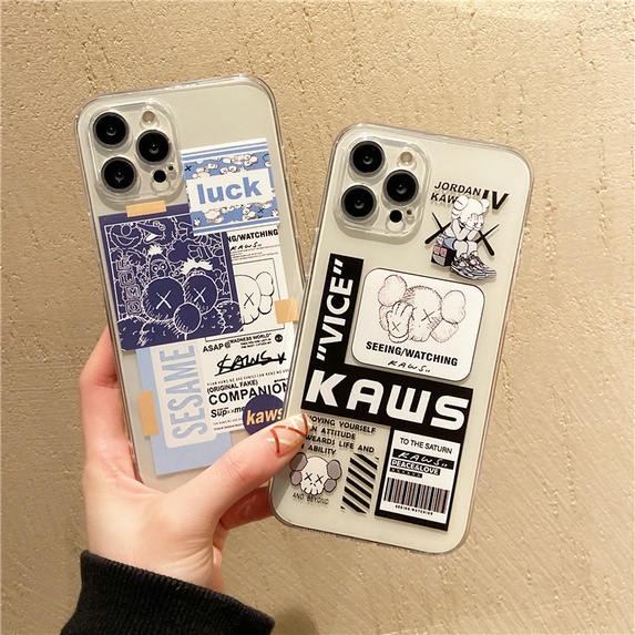 Samsung Galaxy A13 A33 A53 A73 A31 A51 A50 A50S A30S A20 A30 A21S A52 A52S A72 A12 M12 S21 FE S22 Plus Ultra S22+ 4G 5G Kaws sesame street Cartoon Clear TPU Soft Phone Case HLJ 01