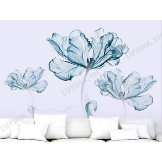 Decal dán tường Hàn Quốc- trang trí nhà cửa, văn phòng, cửa hàng, quán cafe- HOA GIẤY XANH