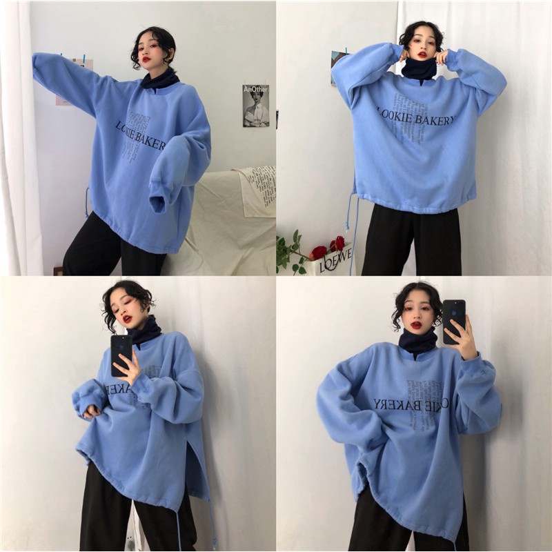 Order áo sweater ulzzang xẻ tà, cổ lọ in chữ siêu chất | BigBuy360 - bigbuy360.vn