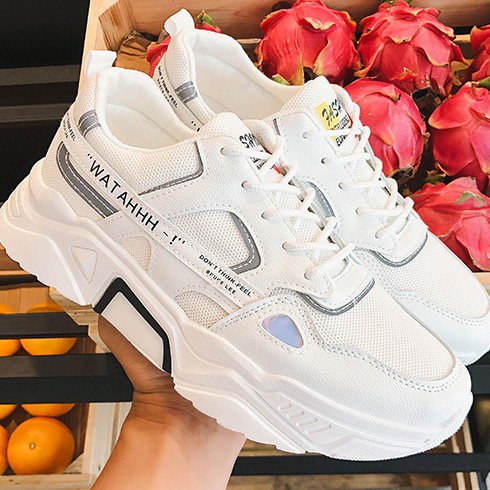 Giày thể thao nam -Giày sneaker nam -Giày nam đi chơi- Giày Phản Quang đế cao su đúc Bền Dáng Đẹp Màu Trắng A023