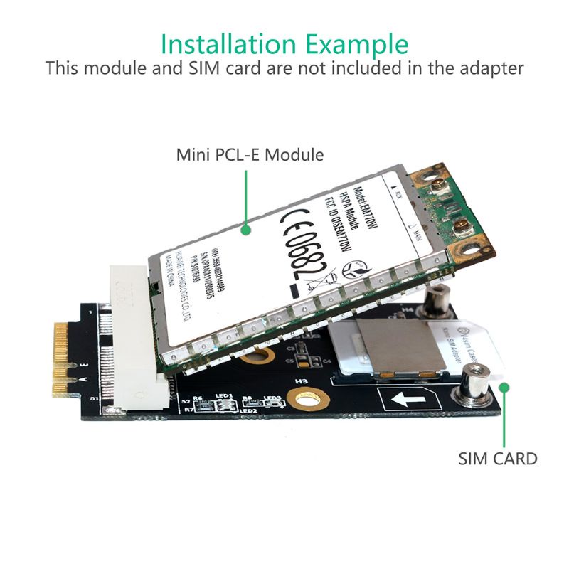Adapter Chuyển Đổi Mini Pci-E Sang M.2 (Ngff) Key A / E Có Khe Thẻ Sim Cho Wifi Wwan Lte 3g / 4g