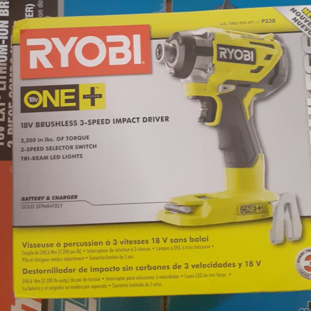 BN. Máy khoan vặn vít Brushless 3 cấp chỉnh lực Ryobi 18v P238 mới 100%.