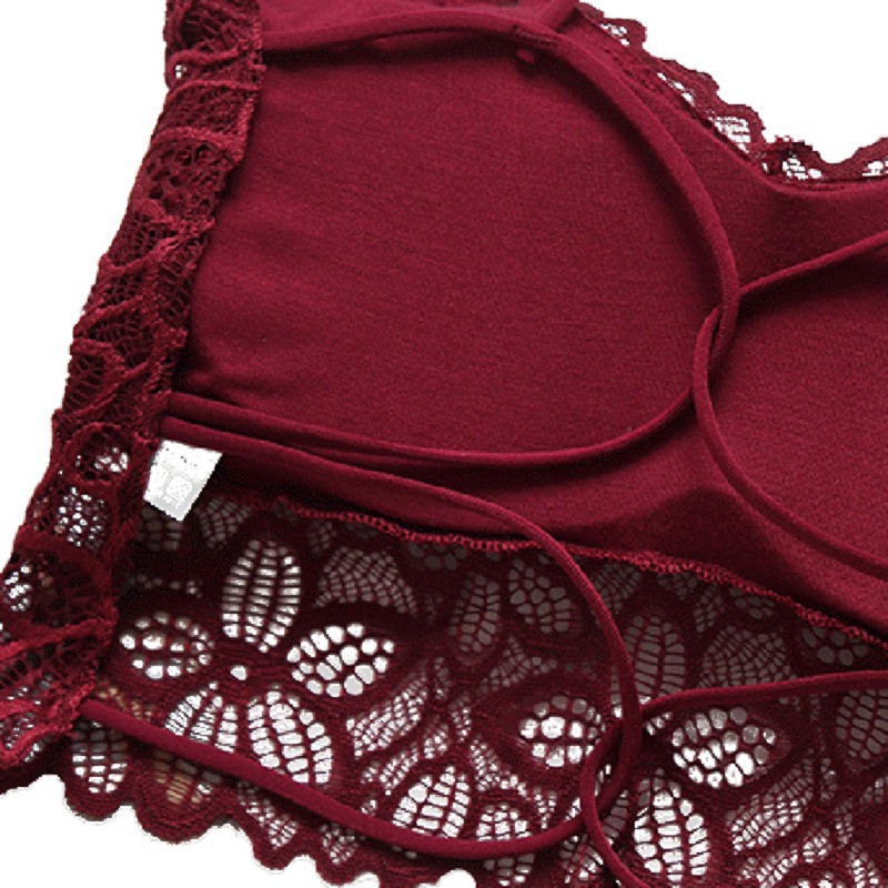 Áo Ống Có Đệm Ngực Phối Ren Thiết Kế Dây Đan Chéo Sau Lưng Thời Trang