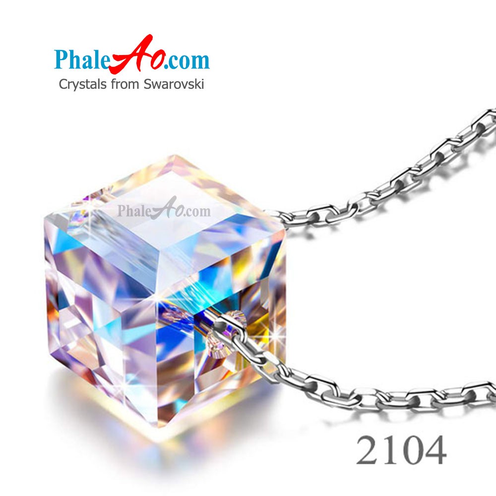 Pha lê SWAROVSKI  - nhiều hạt vuông 4, 6, 8, 10, 12 ly 5601 crystal 001AB cube, tặng dây xỏ, PhaleAo