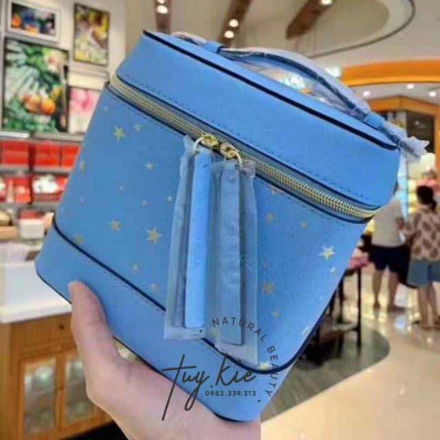 Túi hộp mỹ phẩm Estee Lauder 2019 nền xanh họa tiết sao vàng