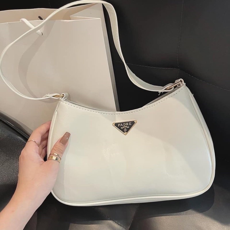 Túi Kẹp Nách Nữ, Túi Đeo Vai PraDa size 25cm chất liệu da PU mềm mại, mã HX34