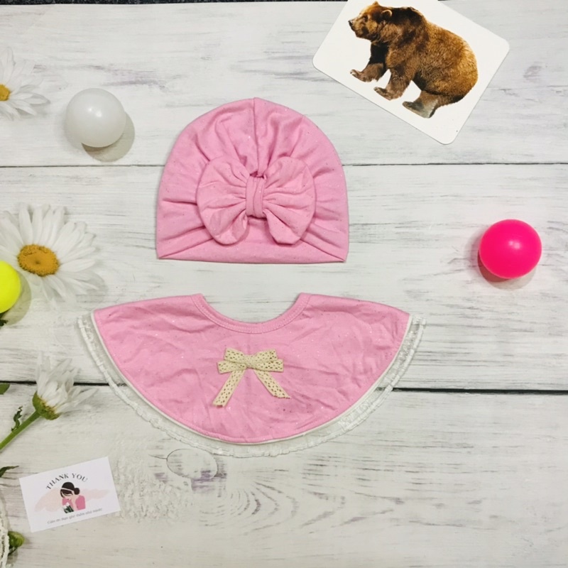 Sét yếm và mũ turban cho bé gái xinh từ 5-11kg