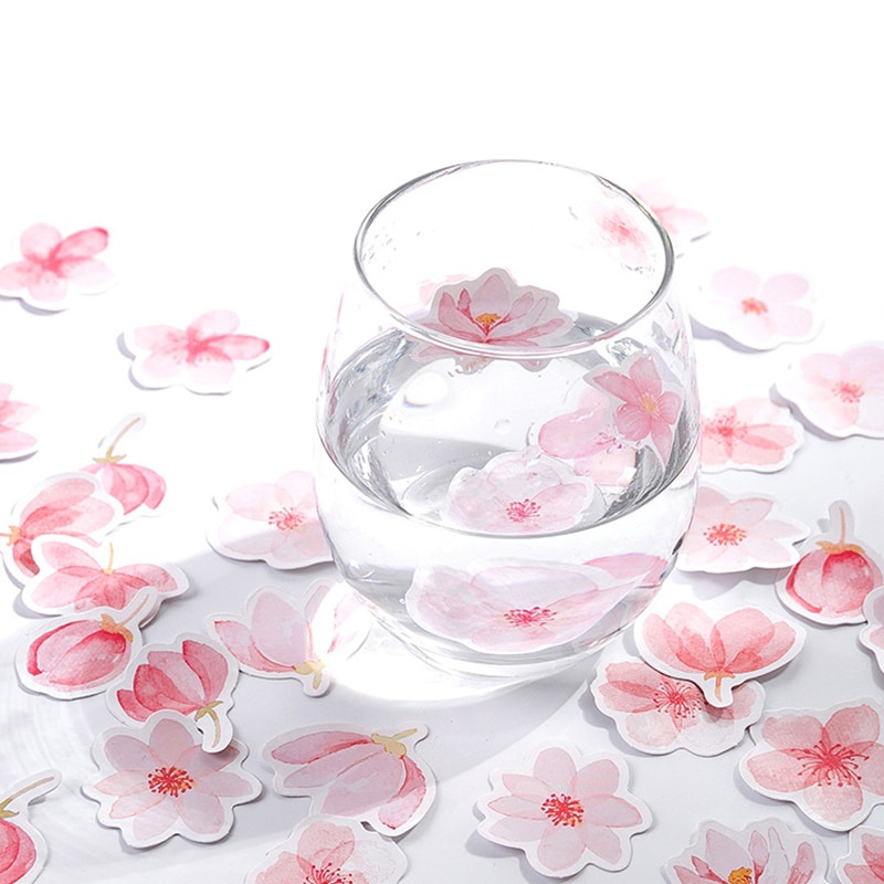 Set 45 Miếng Dán Hình Hoa Anh Đào Trang Trí Sổ Tay Nhật Ký DIY