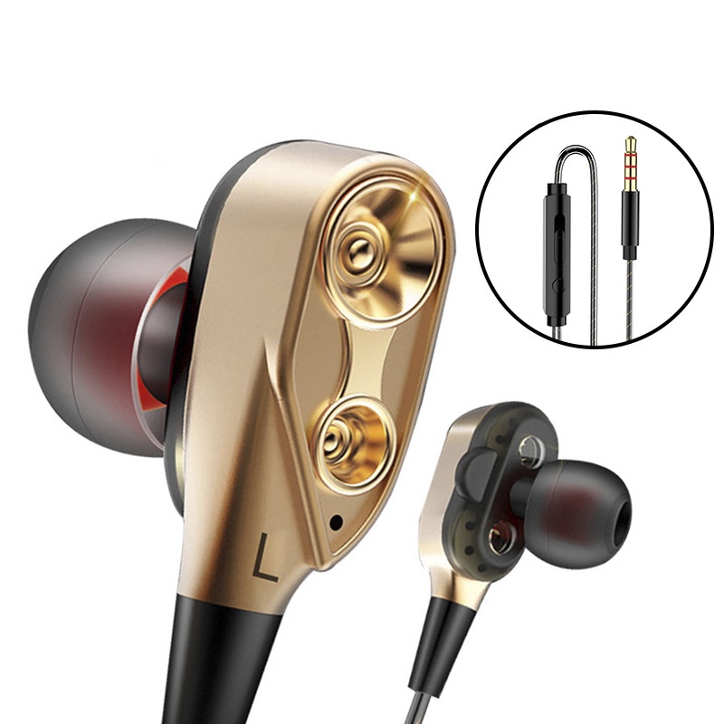 Tai nghe HiFi lõi kép 4 sợi cuốn loa mini.bass siêu trầm cho điện thoại jack 3.5mm của android và lightning MN003