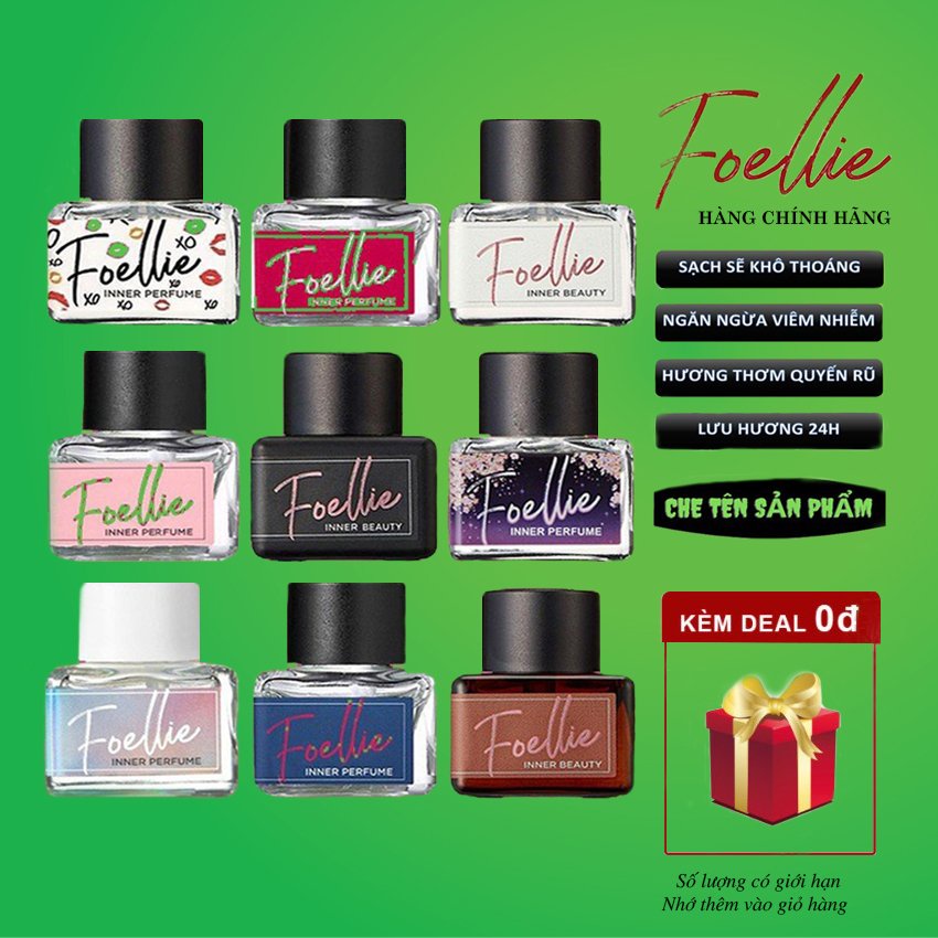 Nước hoa vùng kín Foellie 5ml đậm đặc, lưu hương, khử mùi hiệu quả cho cô bé, tặng kèm nước hoa dubai 3ml