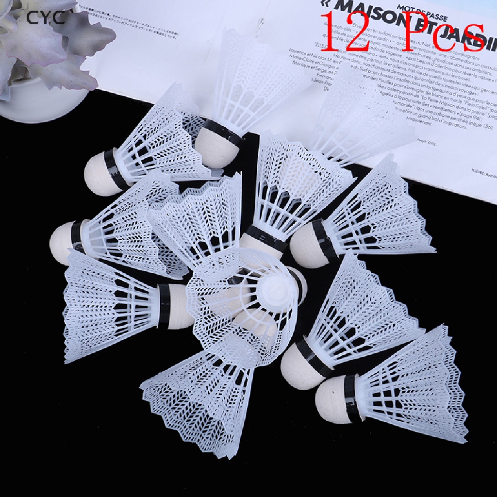 CYC 12 Pcs White Plastic Badminton Ball Shuttlecocks Sport Training Sport CY