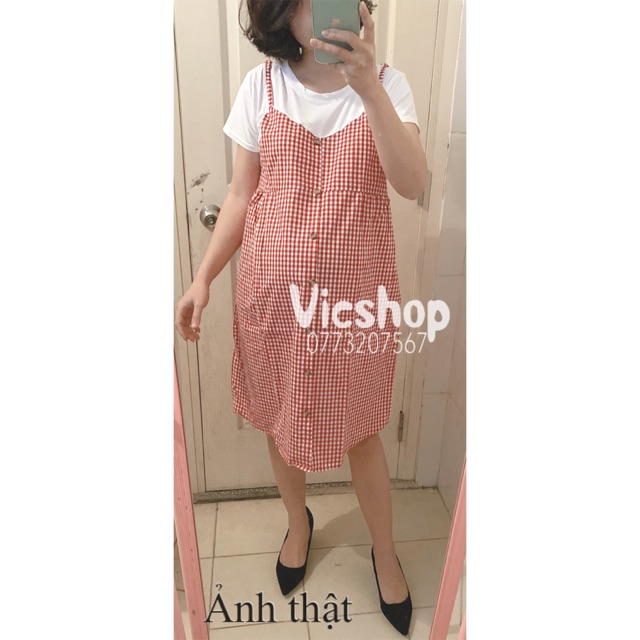 (Sỉ, lẻ) VÁY BẦU BABYDOLL KẺ CARO MVB066