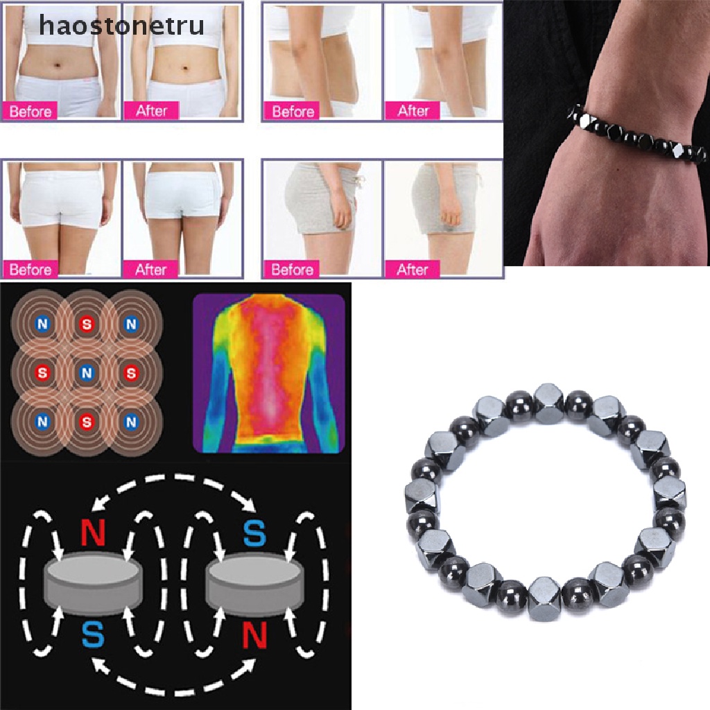Vòng Tay Chuỗi Hạt Đen Đá Hematite Từ Tính Chăm Sóc Sức Khỏe Dành Cho Nam