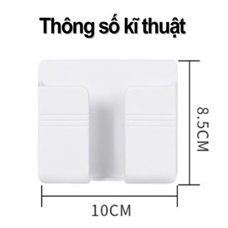Kệ Dán Tường Để Remote, Đồ Dùng/ Giá Đỡ Sạc Điện Thoại - Có Móc Treo Giữ Dây Điện