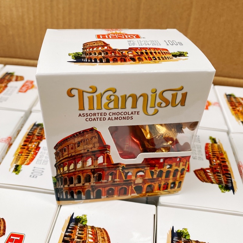 Hộp socola 🍫 Hạnh nhân Tiramisu King Henry 90gram. Date 04/2024