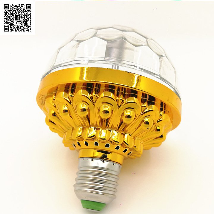 Đèn led 7 màu tự xoay cảm ứng theo nhạc tặng kèm đui đèn new