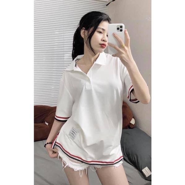 Áo Thun Polo Nam Nữ  Form Rộng Cổ Bẻ Sọc Tay Vải Dày Mịn Thoáng Mát Thiết Kế Thời Trang Kiểu Dáng Năng Động