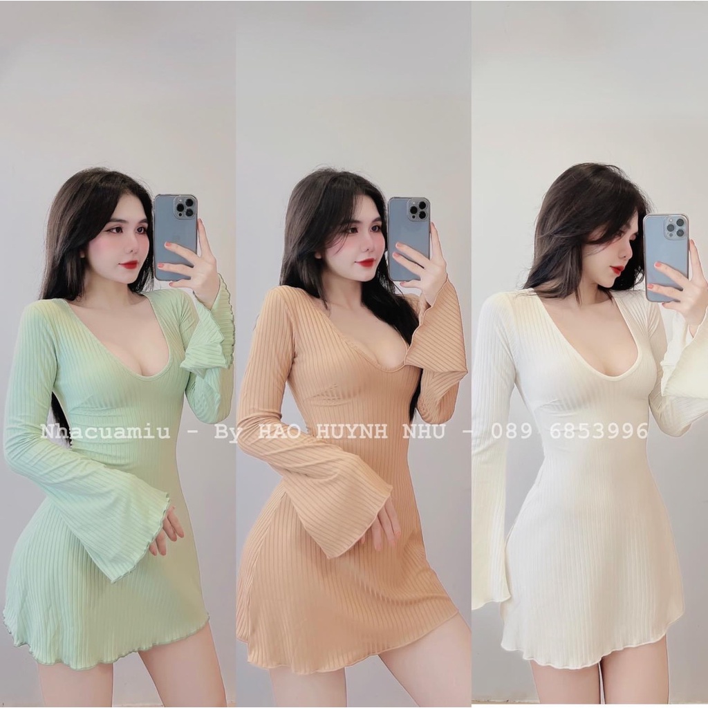 Siêu phẩm đầm xòe cổ tim, tay dài hơi loe, thiết kế đơn giản nhưng cực kì sang trọng &%&$tn | BigBuy360 - bigbuy360.vn