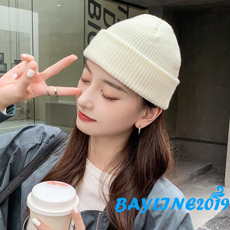 Mũ beanie dệt kim mềm co giãn giữ ấm mùa đông cho nữ