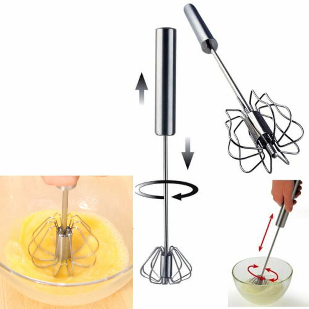 Push Rotation Auto Hand Whisk Mixer Egg Beater Cream Frother Dressings Blender Bakeware