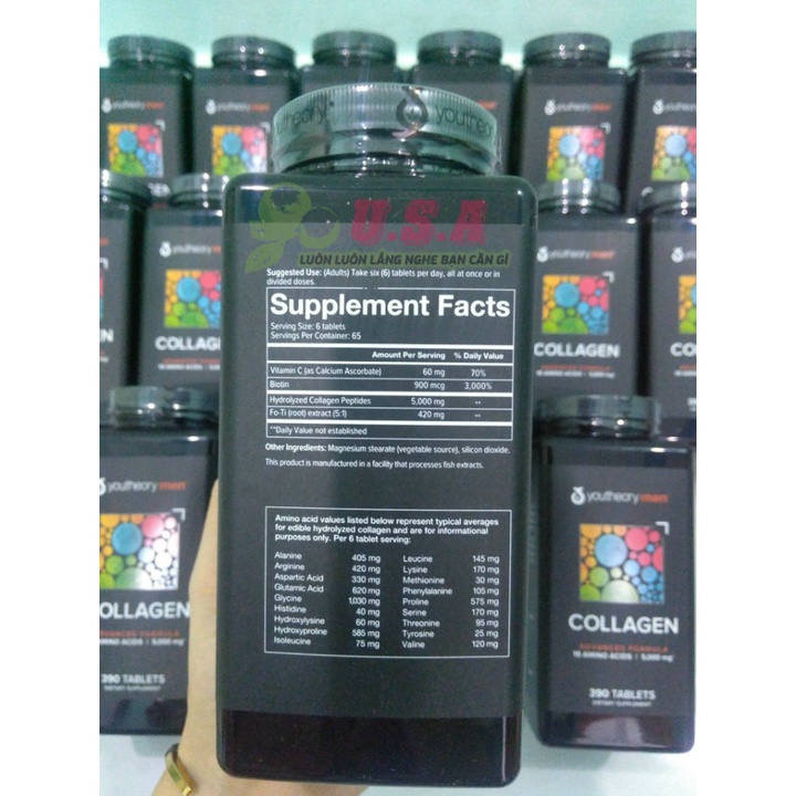 Collagen Men Youtheory 390 Viên Dành Cho Nam Giới - Bổ Sung Protein, Đẹp Da,...