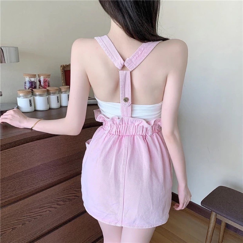 Yếm Đầm Hồng Ôm Body Trẻ Trung Sexy Gợi Cảm 1222