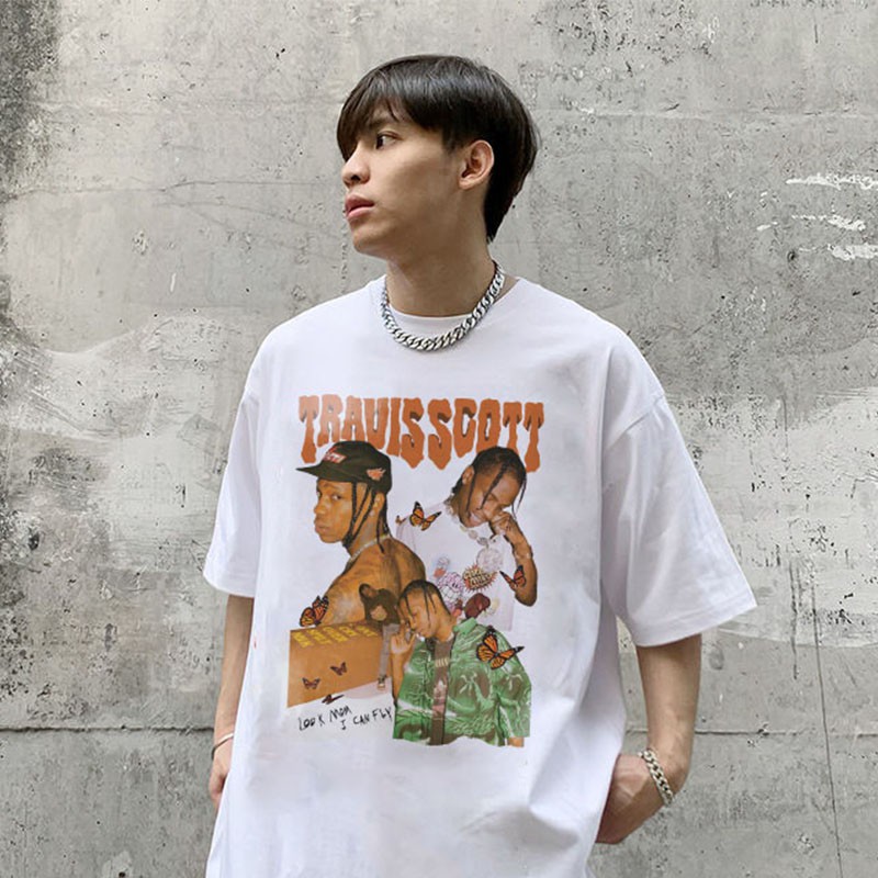 Áo phông travis scott form rộng tay lỡ unisex, áo thun travis scott form rộng tay lỡ unisex cotton AT144 Miucho in logo