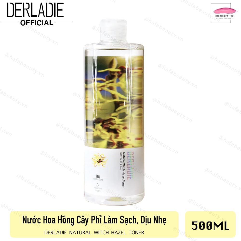 Nước Hoa Hồng/Nước Tẩy Trang Derladie 500ml (Witch-Hazel, Lavender, Rose - Cleansing Water)