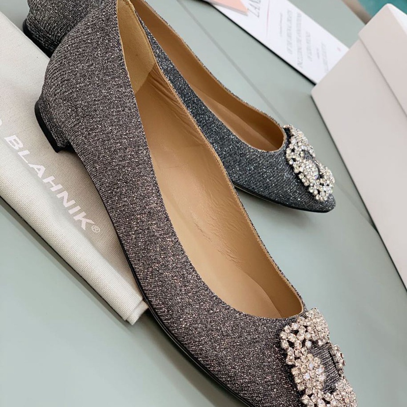 Giày Búp Bê Da Cừu Đính Đá 2 / 5 / 7 / 10cm Phong Cách Cổ Điển Dành Cho Nữ