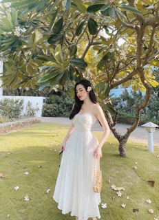 váy 2 dây xốp nơ ngực