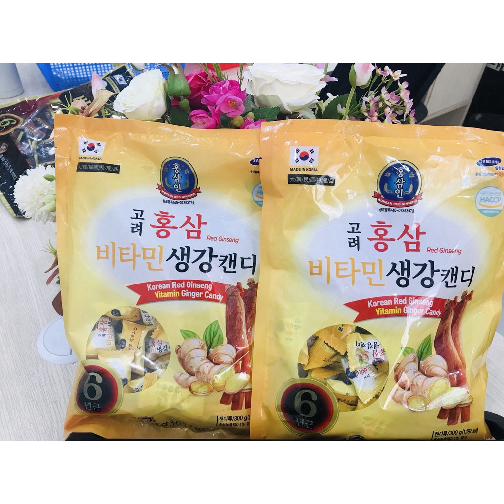 Kẹo Sâm Không Đường Hàn Quốc Gừng Vitamin 365 Hồng Sâm 💝FREESHIP💝 Kẹo Sâm Hàn Quốc Chính Hãng