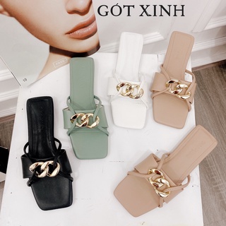 Dép xích nữ GÓT XINH GX2 da mờ đế bệt