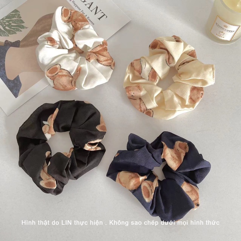 Scrunchies Cột Tóc LIN Hình Gấu Dễ Thương