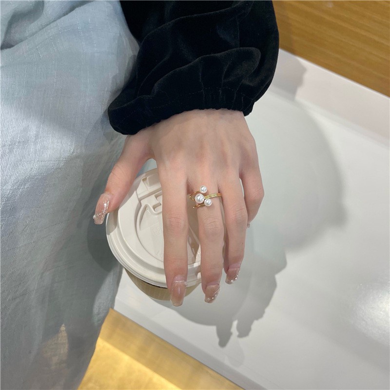 Nhẫn Đính Ngọc Trai Phong Cách Hàn Quốc Cổ Điển Sang Trọng C346