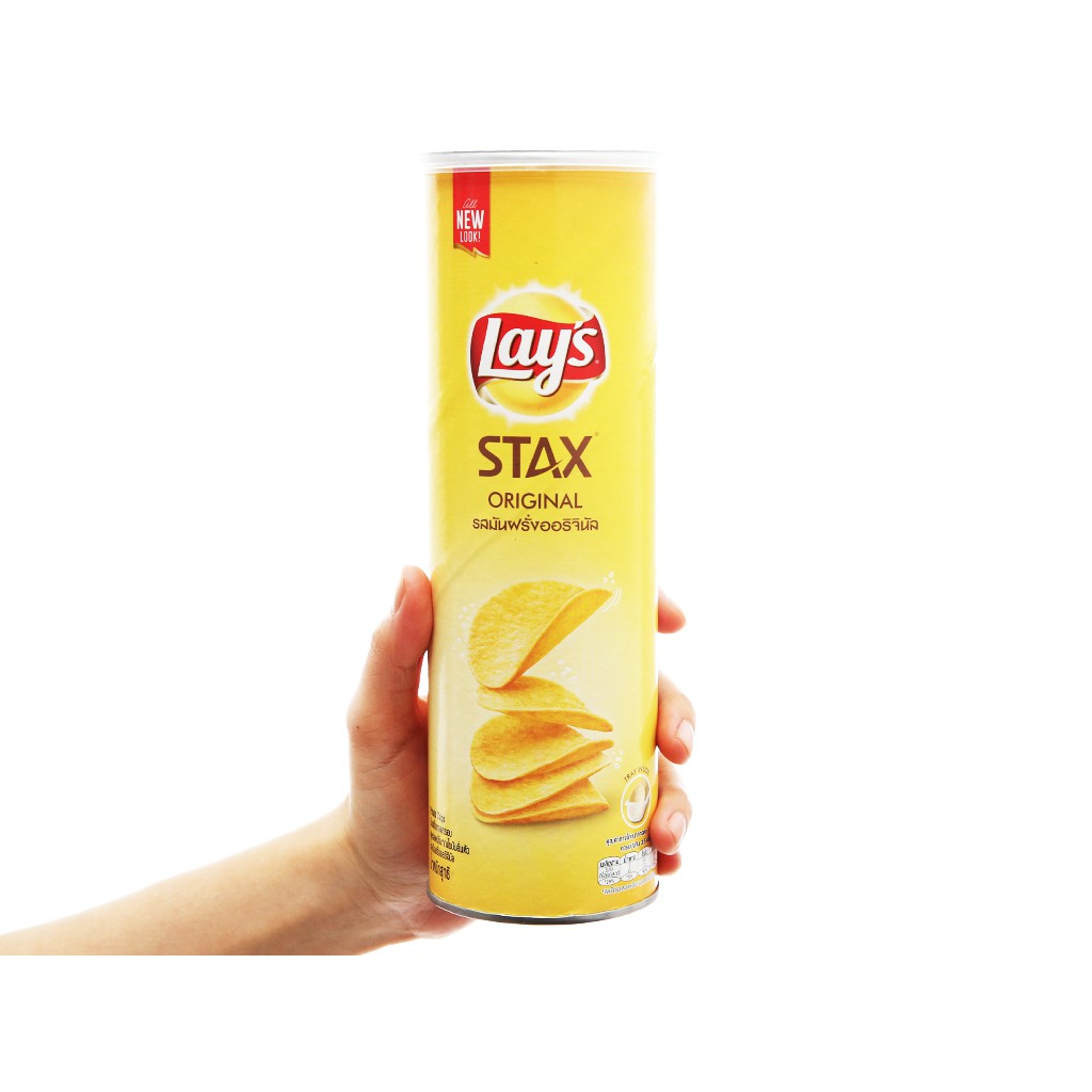 Snack Khoai Tây Chiên Lay's Stax Vị Tự Nhiên, Vị Mực Cay, Vị Kem Chua Hành Tây 105G