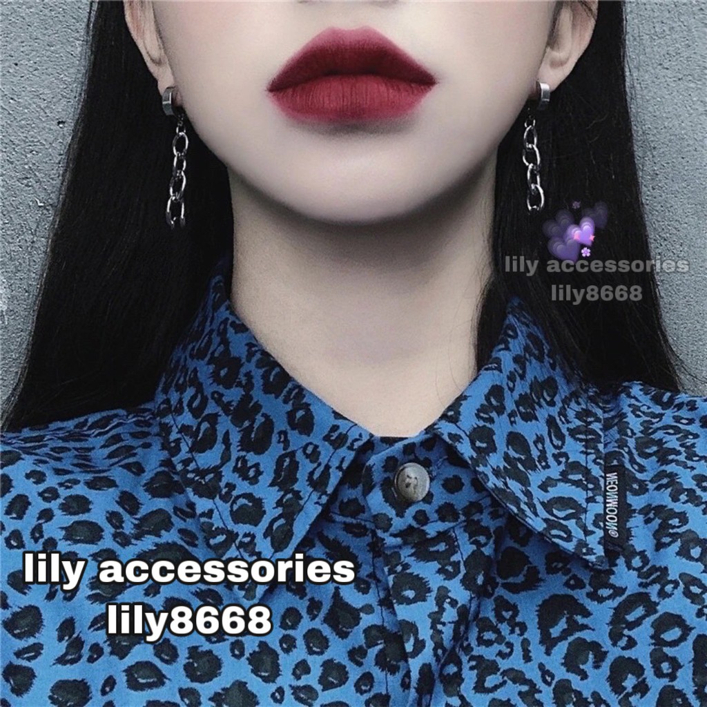 Chain Earring khuyên tai và kẹp tai titan dây xích không gỉ không đen không dị ứng khuyên vành tai nam nữ