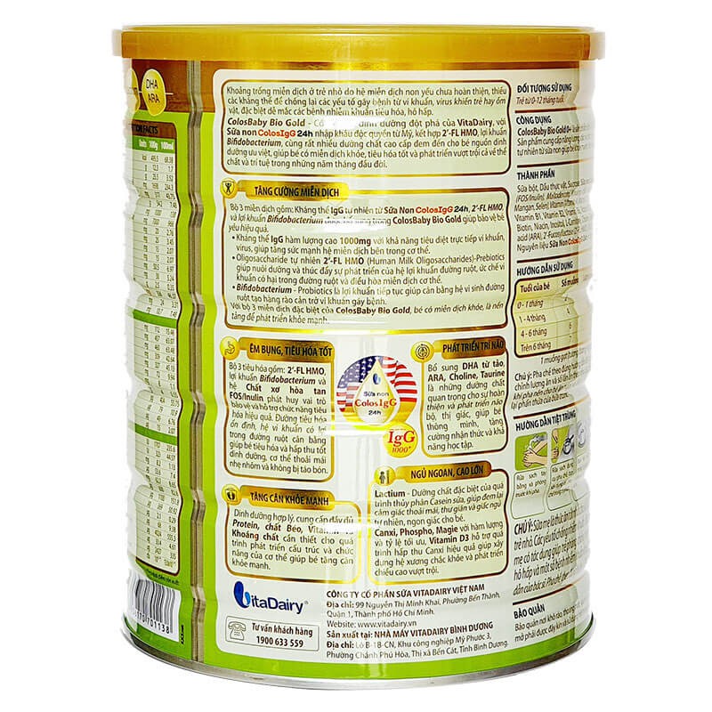 Sữa bột COLOSBABY BIO GOLD 0+ 800g