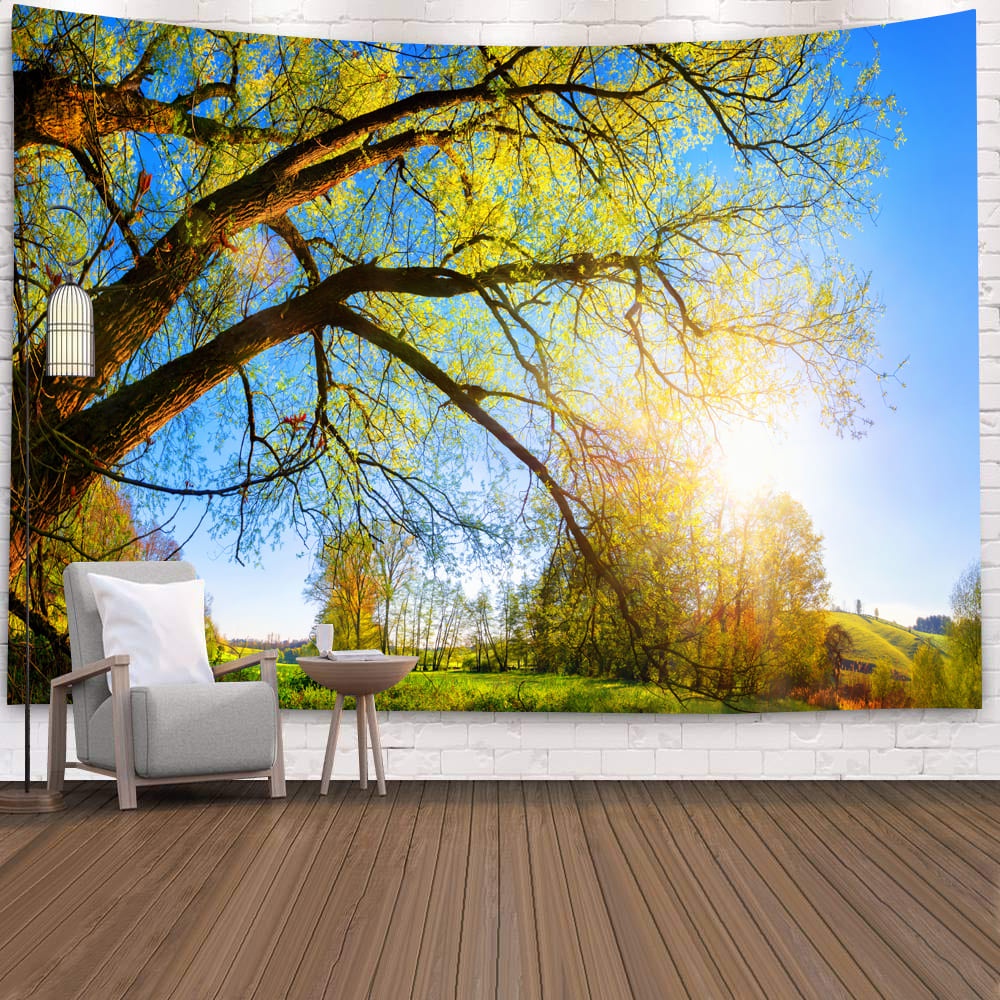 Tranh Vải Treo Tường Trang Trí Phòng Ngủ in Hình Cây Hoa Hướng Dương Phong Cách Âu Mỹ