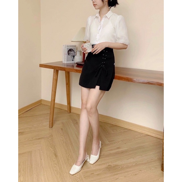 Áo Sơ Mi Nữ, Áo Kiểu Nữ Voan Tơ Tay Bồng Chất Đẹp Cúc Trai Hàng Thiết Kế Thời Trang Công Sở vnd0222a02 By Germe