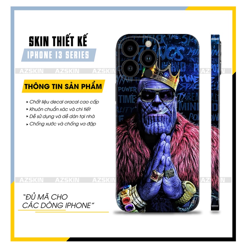Miếng Dán Skin Marvel -Thor IPhone 13 Mini/13/13Pro/13 Pro Max |SK_IPDA45| Khuôn Tạo Sẵn, Cắt CNC - Dán Full Lưng Viền