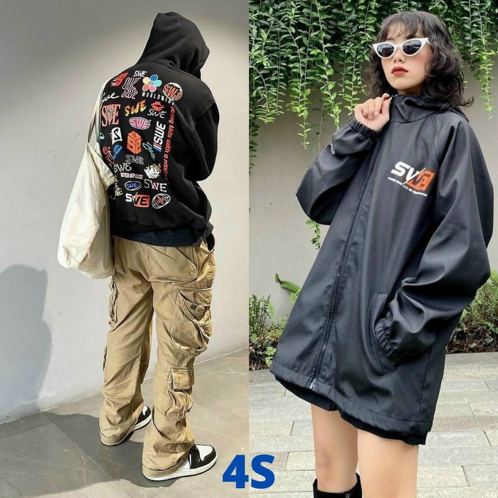 Áo khoác dù ulzzang unisex form rộng,áo khoác chống nắng 2 lớp street style thời trang 4S AKD24 phong cách Hàn Quốc