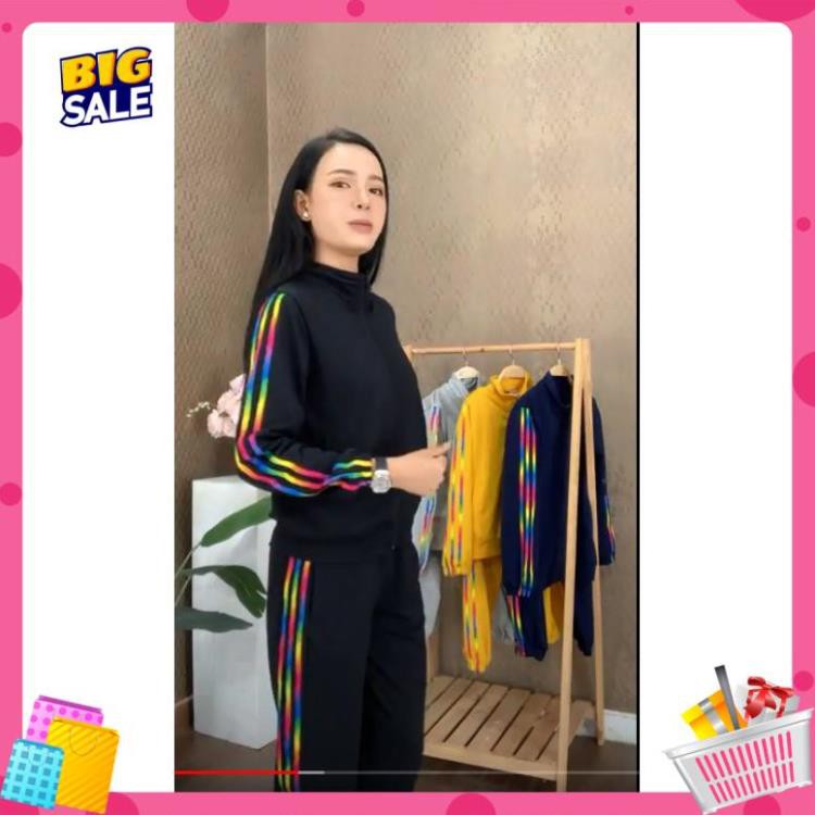 [Size S,M- mẫu viền 7 màu] Bộ quần áo thể thao nữ thu đông nỉ da cá loại 1 nhãn hiệu DAS | BigBuy360 - bigbuy360.vn