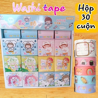 Set 24 cuộn washi tape, băng dán sticker hình cute