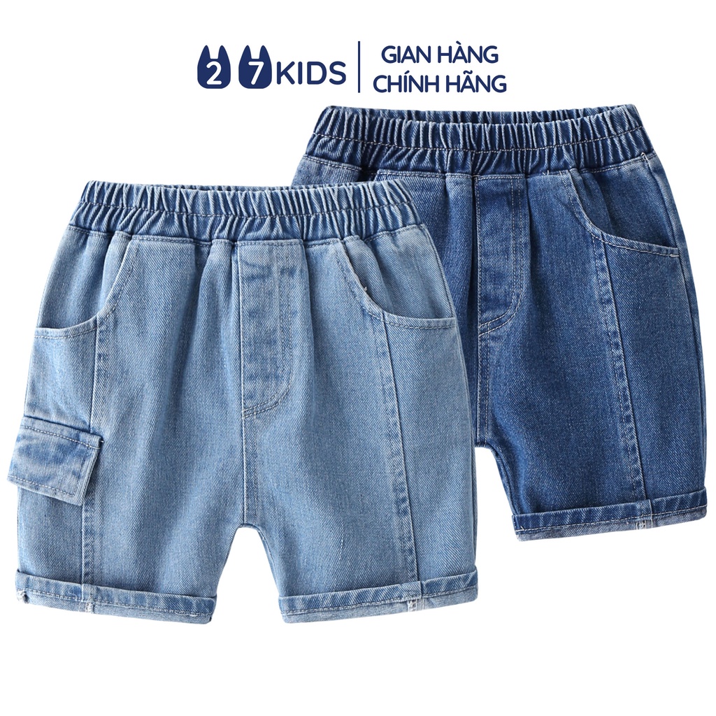 Quần short jean bé trai 27Kids WELLKIDS Quần đùi bò mềm lưng chun nam cho trẻ từ 2-8 tuổi BSJE1