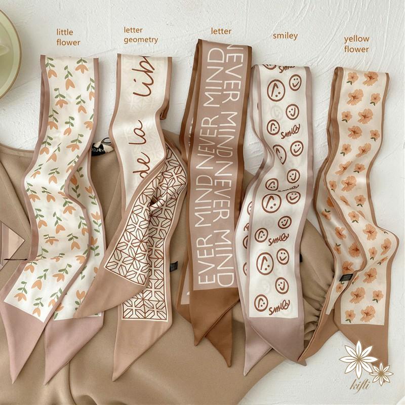 【Kifli】Khăn Choàng Cổ Vải Lụa Màu Sắc Thời Trang Xuân Thu