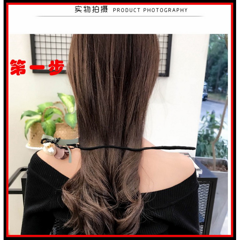 Dây cột tóc, dây uốn tóc cho nữ hoạ tiết hoa hồng đính ngọc nhân tạo phong cách Hàn Quốc (có video thật) - Cột tóc CT03